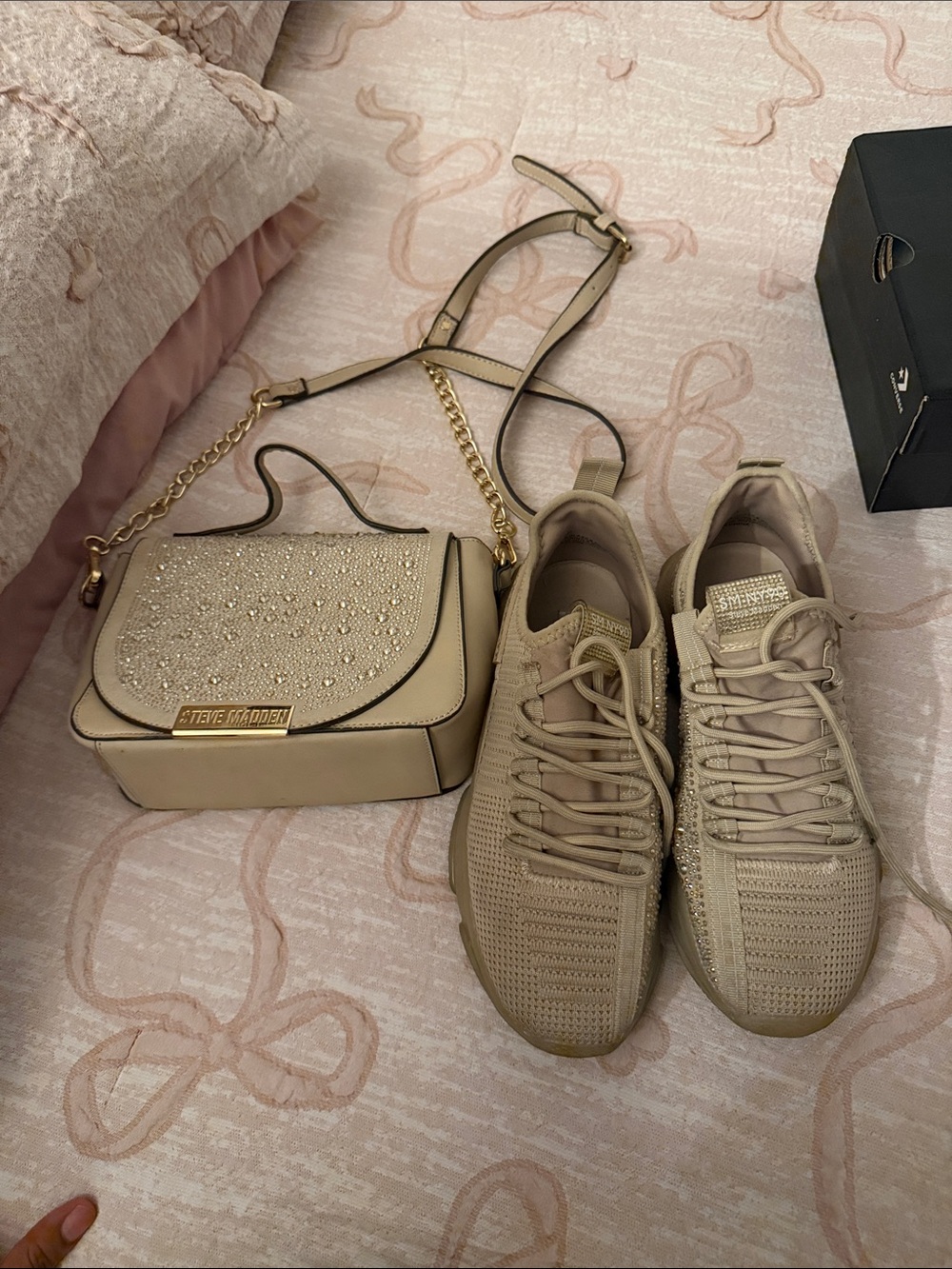 Steve Madden rhinestone sneakers with purse